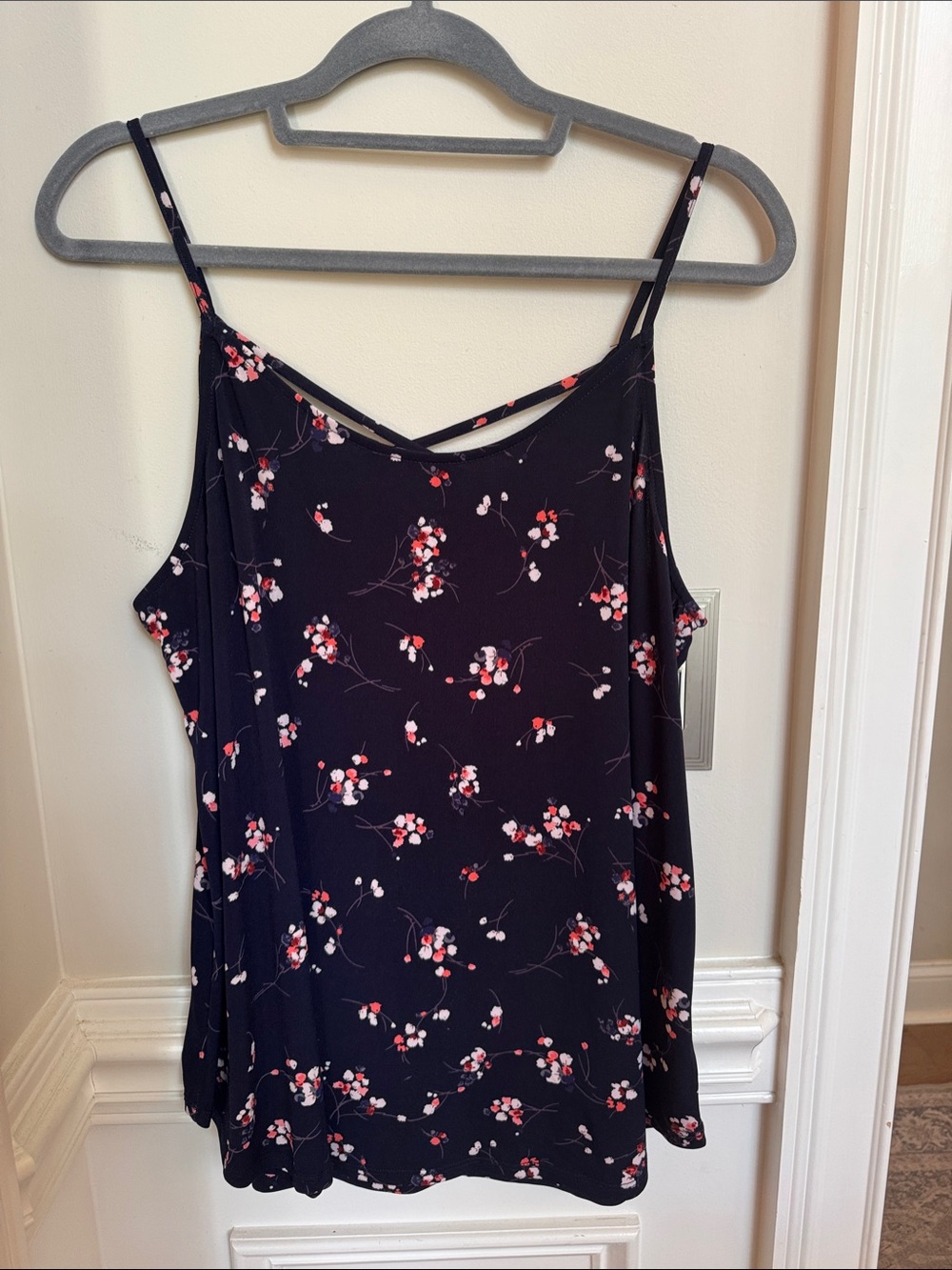 Kaileigh Black Floral Strappy V-Neck Camisole
